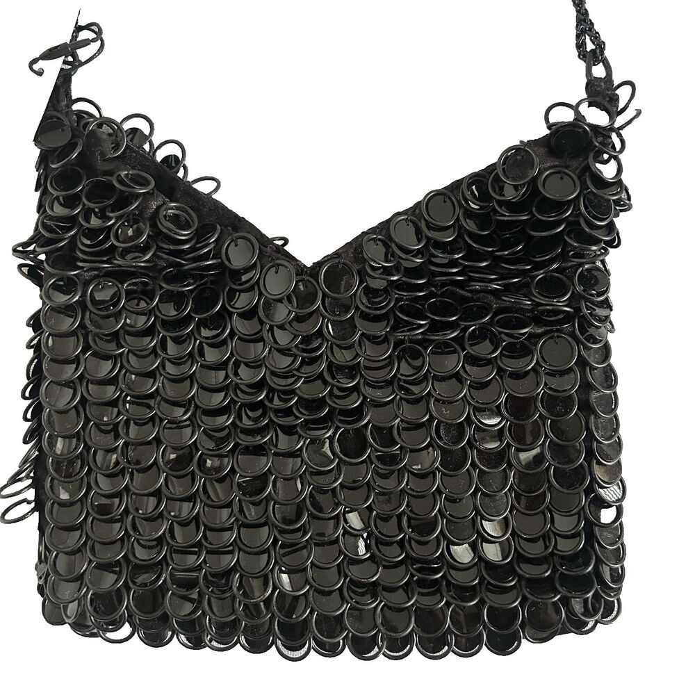 ZARA Beaded Black Shoulder Bag Purse Chain Shoulder Straps 6315/210/800 NEW